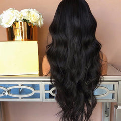Women's long curly black hair wig