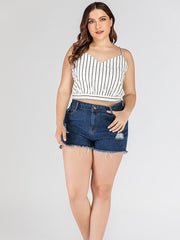 Top de tubo con tirantes finos y rayas blancas y negras