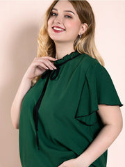 Puños con volantes, cuello redondo, lazo decorativo, para desplazamientos informales