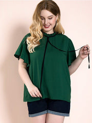 Puños con volantes, cuello redondo, lazo decorativo, para desplazamientos informales