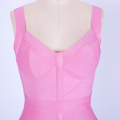 Vestido mini de tirantes, sin mangas y a rayas PP19115