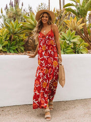 Spitzen-Patchwork-V-Ausschnitt Neckholder-Temperamentkleid im Resort-Stil