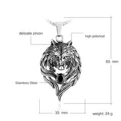 Wolf Head Pendant with Chain
