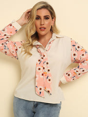 Camisa de manga larga con panel estampado de solapa