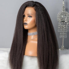 Peluca natural esponjosa de pelo largo y liso negro