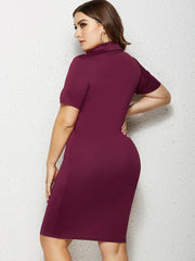 Vestidos midi de manga corta con solapa y cremallera