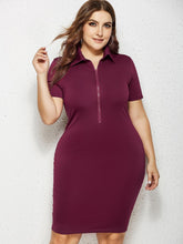 Vestidos midi de manga corta con solapa y cremallera