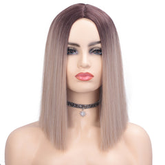 Short straight BoBo head dyed gradient wig