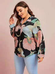 Camisa con solapa y dobladillo arqueado