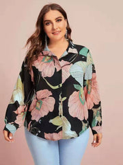 Camisa con solapa y dobladillo arqueado