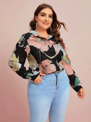 Camisa con solapa y dobladillo arqueado