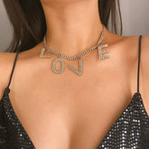 Personalized creative LOVE rhinestone letter necklace XG2112