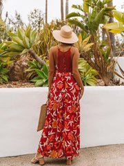 Spitzen-Patchwork-V-Ausschnitt Neckholder-Temperamentkleid im Resort-Stil