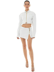 Turn-down collar Slim Fit Split Half Skirt