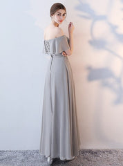 Grey Chiffon Evening Dress Bridesmaid Dress