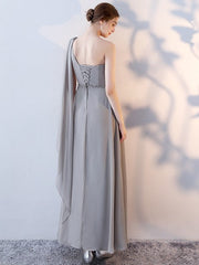 Grey Chiffon Evening Dress Bridesmaid Dress