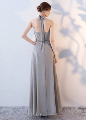 Grey Chiffon Evening Dress Bridesmaid Dress