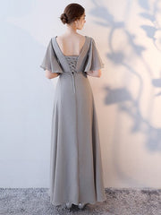 Grey Chiffon Evening Dress Bridesmaid Dress