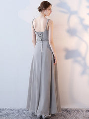 Grey Chiffon Evening Dress Bridesmaid Dress