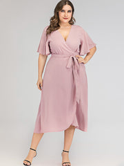 V-neck Irregular Skirt Dress