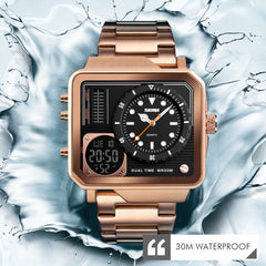 Relojes minimalistas para hombre con correa de acero inoxidable sólido, reloj resistente al agua.