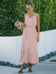 Vestido largo de malla con tirantes