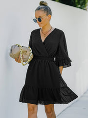 V Neck Polka Dot Dress