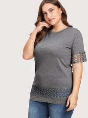 Lose kurze Ärmel mit Spitzennähten