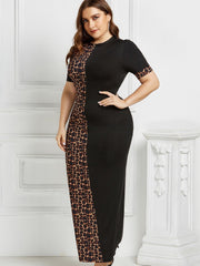 Elegantes vestidos de un solo paso con estampado de leopardo y manga corta