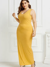 U-neck Solid Color Long Dresses