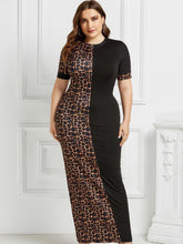 Elegante Kurzarm-One-Step-Kleider mit Leopardenmuster