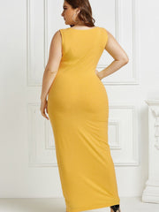 Vestidos largos de color liso con cuello en U