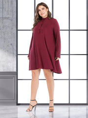 Women's Round Neck Loose Casual Solid Color Long Sleeve Dress