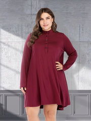 Women's Round Neck Loose Casual Solid Color Long Sleeve Dress