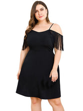 Fringed V-neck Plus Size Women's Dress