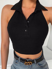 Schlafen Ärmellose Weste Revers Sexy Button