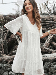 V-neck Short-sleeved Cake Dress