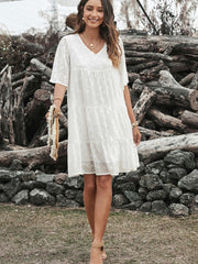 V-neck Short-sleeved Cake Dress