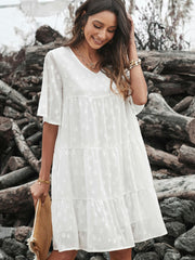 V-neck Short-sleeved Cake Dress