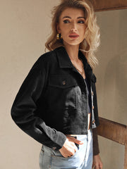 Chaqueta de pana con hombros caídos y bolsillo con solapa