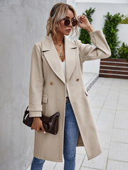 Double Button Lapel Collar Self Tie Overcoat