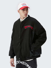 Men Letter Patched Bomber Jacket