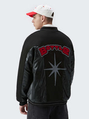 Men Letter Patched Bomber Jacket