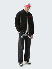 Men Letter Patched Bomber Jacket