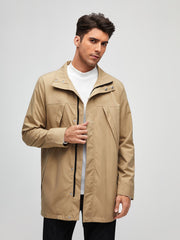 Men Zip Up Button Front Coat