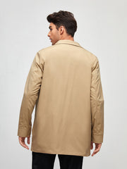 Men Zip Up Button Front Coat