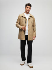 Men Zip Up Button Front Coat