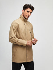 Men Zip Up Button Front Coat