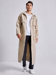 Men Raglan Sleeve Zip Up Coat