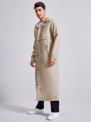 Men Raglan Sleeve Zip Up Coat